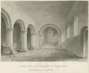 Interno della Chiesa di Armitage: disegno a seppia, 6 lug 1844 da John Buckler