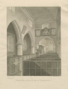 Interno della Chiesa di Cannock: disegno a seppia da John Buckler