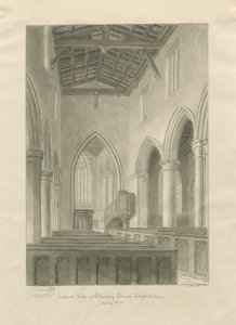 Interno della Chiesa di Checkley: disegno a seppia da John Buckler