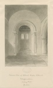 Interno della Chiesa di Church Eaton: disegno a seppia da John Buckler