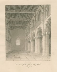 Interno della chiesa priorale di Tutbury: disegno a seppia da John Buckler
