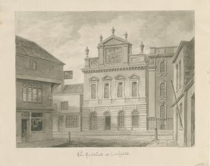 Lichfield - Guildhall: disegno a seppia da John Buckler