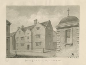 Lichfield - Scuola dei minori: disegno seppia da John Buckler
