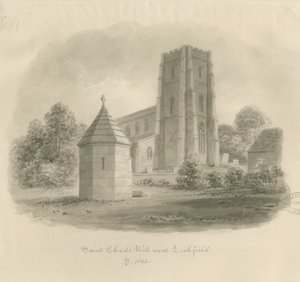 Lichfield - Pozzo di San Chad: disegno a seppia