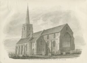Lichfield - Chiesa di St. Michael: disegno seppia da John Buckler
