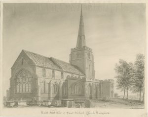 Lichfield - Chiesa di San Michele: disegno a seppia da John Buckler