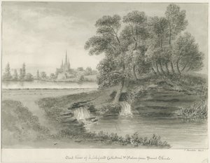 Cattedrale di Lichfield - Vista Est: disegno a seppia, 1844