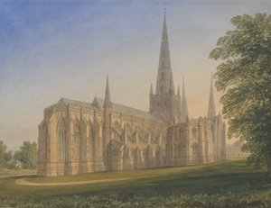 Cattedrale di Lichfield - Vista Nord Est: acquerello, nd [1770-1851] da John Buckler