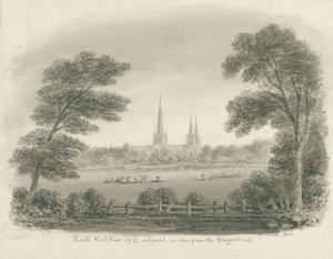 Cattedrale di Lichfield - Vista nord-ovest (distanza): disegno seppia