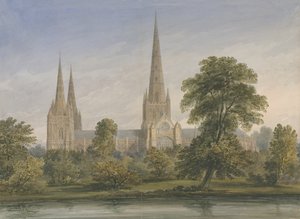 Cattedrale di Lichfield - Vista sud-est: acquerello, nd [?1842] da John Buckler