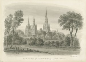 Cattedrale di Lichfield - Vista sud-ovest: disegno a seppia