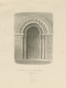 Chiesa di Longdon - Portale sud: disegno a seppia