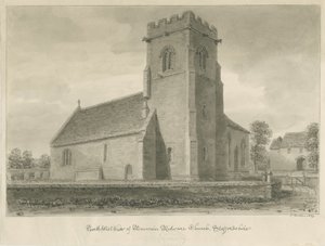 Chiesa di Mavesyn Ridware: disegno a seppia da John Buckler