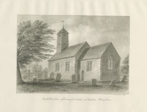 Patshull - Chiesa di Boningale: disegno a seppia da John Buckler
