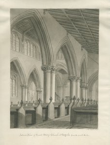 Stafford - Interno della Chiesa di Santa Maria: disegno a seppia da John Buckler