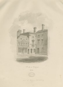 Stafford - Vecchia Banca in Market Square: disegno a seppia da John Buckler