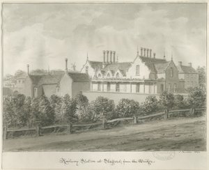 Stafford - Stazione ferroviaria: disegno a seppia, 1844