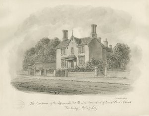 Stafford - Residenza del Reverendo Baber: disegno a seppia da John Buckler