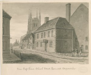 Tamworth - Stone Cross House: disegno a seppia da John Buckler
