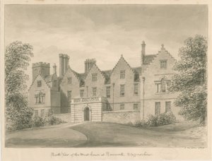 Tamworth - The Moat House: disegno a seppia da John Buckler
