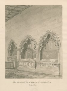 Chiesa di Tamworth - Monumenti: disegno a seppia da John Buckler