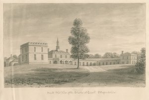 Tixall Hall - Scuderie: disegno a seppia, 1841 da John Buckler
