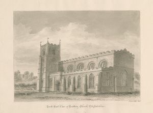 Chiesa del Priorato di Tutbury: disegno a lavaggio seppia, 1812