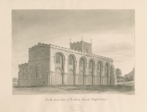 Chiesa Priorale di Tutbury: disegno a lavaggio seppia, 1812 da John Buckler