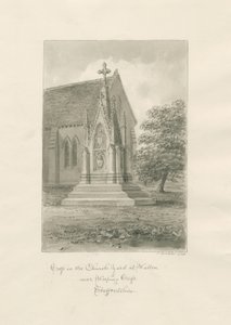 Chiesa di Walton-on-the-Hill - Croce del cimitero: disegno a seppia