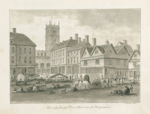 Wolverhampton - Piazza del Mercato: disegno a seppia da John Buckler