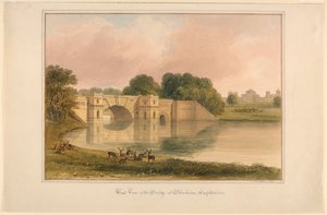Vista occidentale del ponte a Blenheim, Oxfordshire