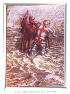 Hopeful aiuta Christian ad attraversare il fiume da John Byam Liston Shaw
