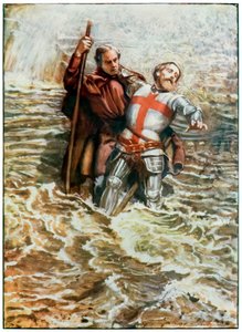 Speranzoso aiuta Cristiano a attraversare il fiume da Il Viaggio del Pellegrino da Questo Mondo a Quello che Verrà di John Bunyan, illustrazione di Byam Shaw da John Byam Liston Shaw