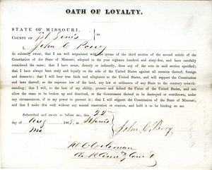 Giuramento di fedeltà di John C. Perry del Missouri, Contea di St. Louis da John C. Perry