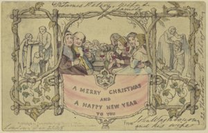 Riproduzione facsimile della prima cartolina di Natale da John Callcott Horsley
