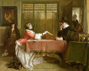 La stanza privata del banchiere, negoziando un prestito, 1870 da John Callcott Horsley