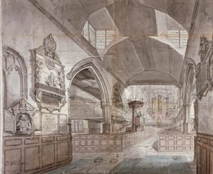 Chiesa di St Giles senza Cripplegate, Città di Londra, 1781 da John Carter