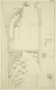 Dettagli della Traceria della Finestra del Cleristorio e della Volta della Navata sottostante, in St Mary Redcliffe da John Carter