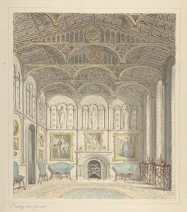 Salotto del Castello di Lea, vista verso ovest, ca. 1816 da John Carter.