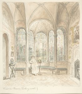 Castello di Lea, Worcestershire, vista nel Bower, guardando a nord, ca. 1816