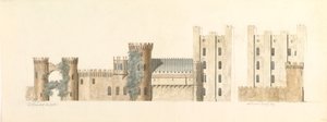 Aspetti nord di Lea Castle e aspetto ovest di Wolverly, Cookly, Worcestershire, ca. 1816