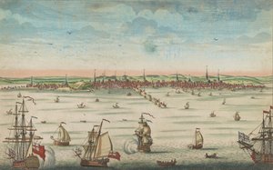 Vista sud-est della grande città di Boston nel New England in America, 1730-60
