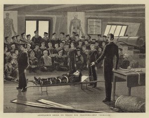 Esercitazione di ambulanza a bordo della nave scuola HM Exmouth da John Charles Dollman