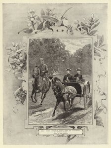 S.A.R. il Principe Cristiano che cavalca con le sue figlie nel Parco di Windsor da John Charlton