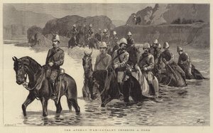 La guerra afgana, cavalleria che attraversa un guado da John Charlton
