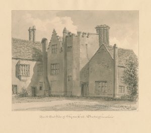 Buckinghamshire - Chenies Hall: disegno a seppia, 1824 da John Chessell Buckler
