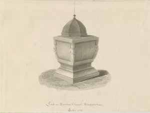 Fonte battesimale nella Chiesa di Sandon da John Chessell Buckler
