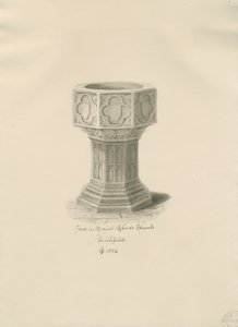 Lichfield - Fonte battesimale nella Chiesa di San Chad: disegno a seppia