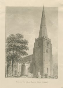 Lichfield - Chiesa di San Michele: disegno a seppia da John Chessell Buckler