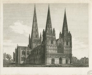 Cattedrale di Lichfield - Facciata Ovest (incisione)